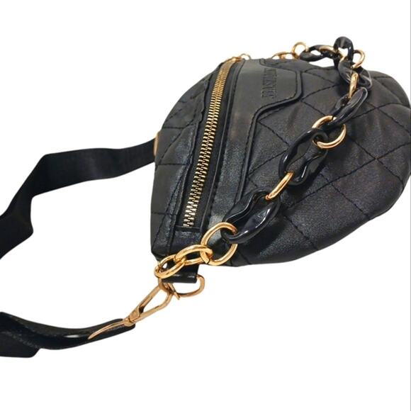 FANNY PACK Designer Paris Style SAFETY Bum Bag PUFF QUILT Modern Chain City Chic - Picture 4 of 14